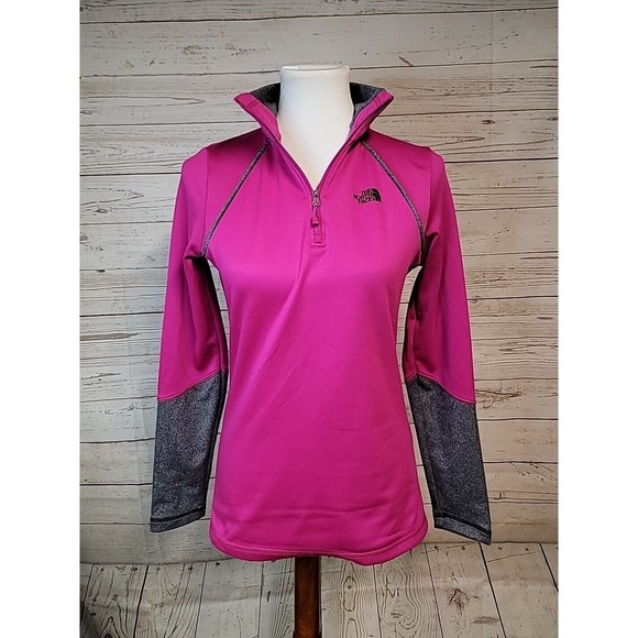 The North Face Pullover Women's Small Pink Gray 1/4‎ Zip Long Sleeve Top - Picture 1 of 7